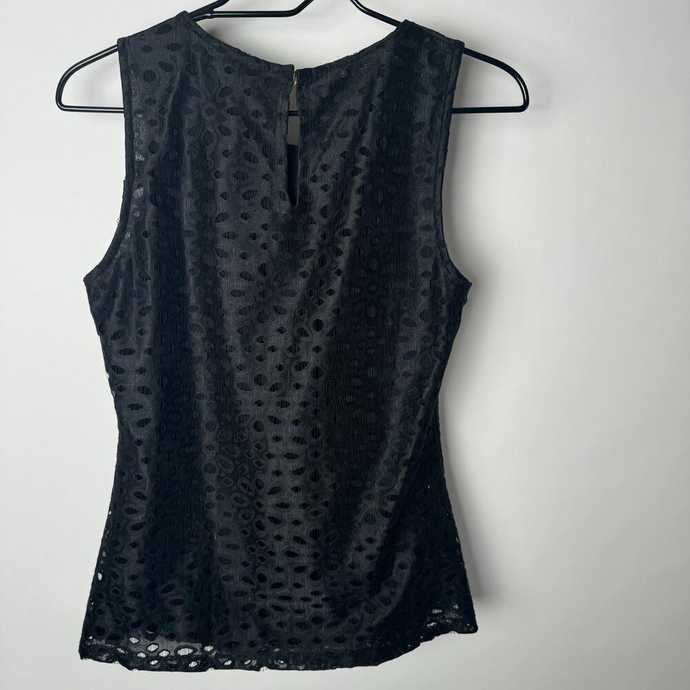 Banana Republic Sleeveless Top Black Eyelet Blouse Layered Size S - Picture 4 of 7